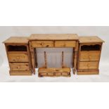 Modern pine dressing table with two short drawers to the front, on turned legs, 78cm high x 96cm