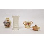 Late 19th century Royal Worcester blush-ivory ground two-handled small mug, a basket, a Worcester (