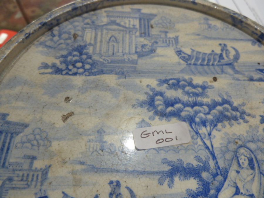 Staffordshire printed blue and white pearlware desk set and cover, circa 1820, together with various - Image 11 of 40