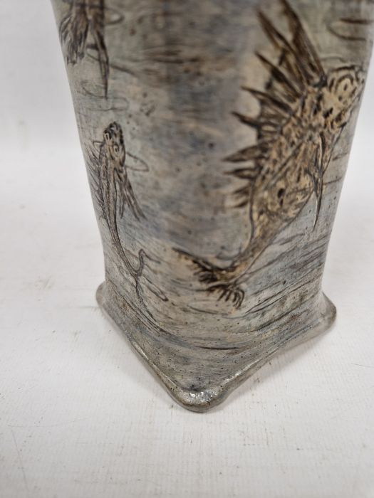 Martin Brothers stoneware aquatic vase of tapering square shouldered form, dated 1905, incised - Image 19 of 56