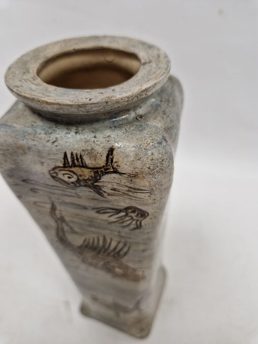 Martin Brothers stoneware aquatic vase of tapering square shouldered form, dated 1905, incised - Image 28 of 56