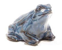 A CH Brannam Art Pottery blue-glazed model of a frog, incised CH Brannam, Barum, dated 1902,
