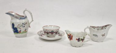 Group of late 18th century English porcelain polychrome teawares, including: a Derby wrythen leaf