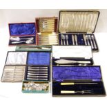 Quantity of silver plated flatware, most in original boxes, to include two sets of silver-handled