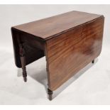 19th century mahogany dropleaf gateleg table on turned supports 74 cms h. x 105 w. cms approx 159cms
