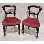 Pair of Victorian balloon-back chairs with pink upholstered seats ( 2)