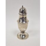 Silver baluster sugar caster on circular foot, Birmingham 1926, 3.5ozt