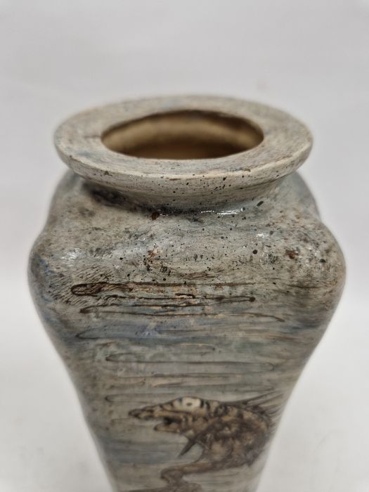 Martin Brothers stoneware aquatic vase of tapering square shouldered form, dated 1905, incised - Image 20 of 56