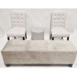 Pair of modern upholstered dining chairs, together with a similarly upholstered long stool and a