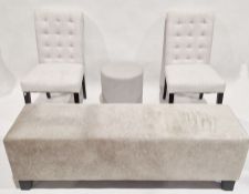 Pair of modern upholstered dining chairs, together with a similarly upholstered long stool and a