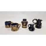 Group of early 19th century Mason's Patent ironstone blue-ground mugs, jugs and a teacaddy,