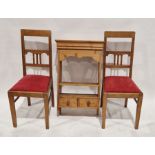 Pair of early 20th century oak dining chairs with upholstered drop-out seats, 97cm high approx., a