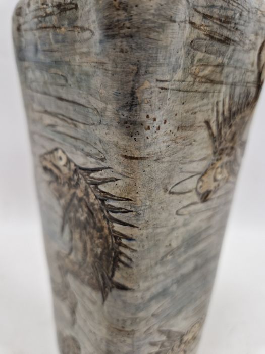 Martin Brothers stoneware aquatic vase of tapering square shouldered form, dated 1905, incised - Image 17 of 56