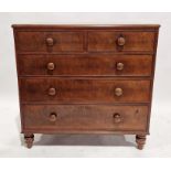 Victorian mahogany chest of drawers, with two short over three long graduated drawers, turned knob