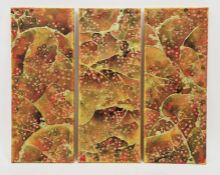 Patrick Young (contemporary) Oil on canvas Triptych, abstract of leaves in autumnal colours and