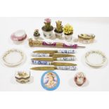 Group of Continental porcelain miniatures, late 19th/20th century, including: pill boxes, four