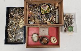 Diamante and other brooches, chains and other costume jewellery (3 boxes)