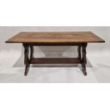 20th century oak dining table of rectangular form, 75cm high x 170cm long