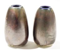 Pair of Martin Brothers lustred vases by Clement Martin, circa 1920, incised RW Martin bros/