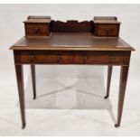 19th century mahogany ladies writing desk, with two single drawers to the top with pierced metal