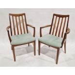 Pair of mid-century G-Plan carver dining chairs with upholstered seats, 89cm high approx.