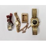 9ct gold wristwatch case, 5.6g approx., a gold-coloured expanding watch strap, a lady's vintage