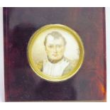 Movty Late 19th century portrait miniature on ivory depicting Napoleon Bonaparte, circular, 4cm