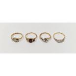 9ct gold two-stone diamond crossover ring, the stones illusion set, an 18ct gold and platinum