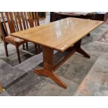 Reynolds of Ludlow yew Arts & Crafts-style dining table and set of four Arts & Crafts-style dining