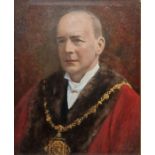 Albert Abram Gittleson (act.1911-1944) Oil on board Portrait of a gentleman wearing mayor's robe,