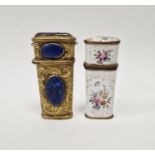George III enamel etui of typical form and painted with flowers on a white ground (fittings