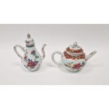 18th Century Chinese Export Famille Rose baluster ewer and cover and a globular teapot and cover,