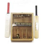 Cricketing interest - miniature cricket bat signed by Imran Khan, Ian Botham, Gooch, etc and dated