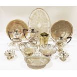 Extensive collection of silver plate and other metalwares to include tea and coffee pots, fruit