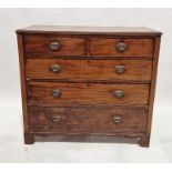 Victorian mahogany chest of drawers with two short over three long drawers with brass handles and