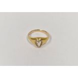 19th century gold and pear-shaped diamond ring engraved to the inside of the band and dated 1838,