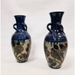 Pair of Lauder Barum Art Pottery oviform vases, circa 1900, impressed marks, decorated with a band