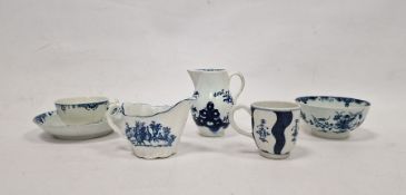 Group of late 18th century English porcelain blue and white teawares, including: a Lowestoft