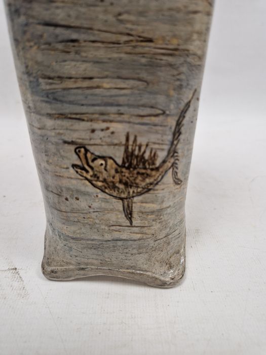 Martin Brothers stoneware aquatic vase of tapering square shouldered form, dated 1905, incised - Image 33 of 56