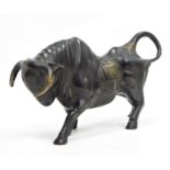 Bronze and parcel-gilt model of a bull, 31cm x 18cm