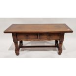 Oak Old Charm occasional table of rectangular form with two short drawers to the front, 50cm high