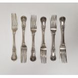 Set of six Victorian silver dessert forks, Kings pattern, London 1871, makers Henry Holland, 12ozt