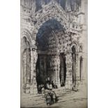 Andrew Fairbairn Affleck (1874/5-1935/6)  Etching  Chartres Cathedral, signed in pencil lower right,