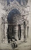 Andrew Fairbairn Affleck (1874/5-1935/6)  Etching  Chartres Cathedral, signed in pencil lower right,