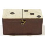 Set of miniature dominoes in domino-pattern box with hinged lid, 8cm wide