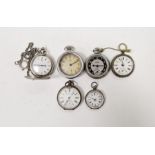 Continental silver open-faced faced pocket watch, the enamel dial with Roman numerals denoting