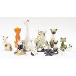 Collection of 20th century porcelain models of cats, including: a Royal Doulton tortoiseshell