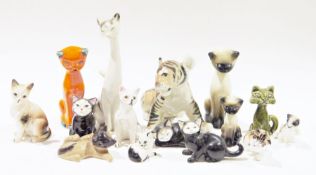 Collection of 20th century porcelain models of cats, including: a Royal Doulton tortoiseshell