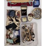 Quantity of diamante jewellery, watches and other costume jewellery (2 boxes)