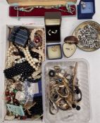 Quantity of diamante jewellery, watches and other costume jewellery (2 boxes)